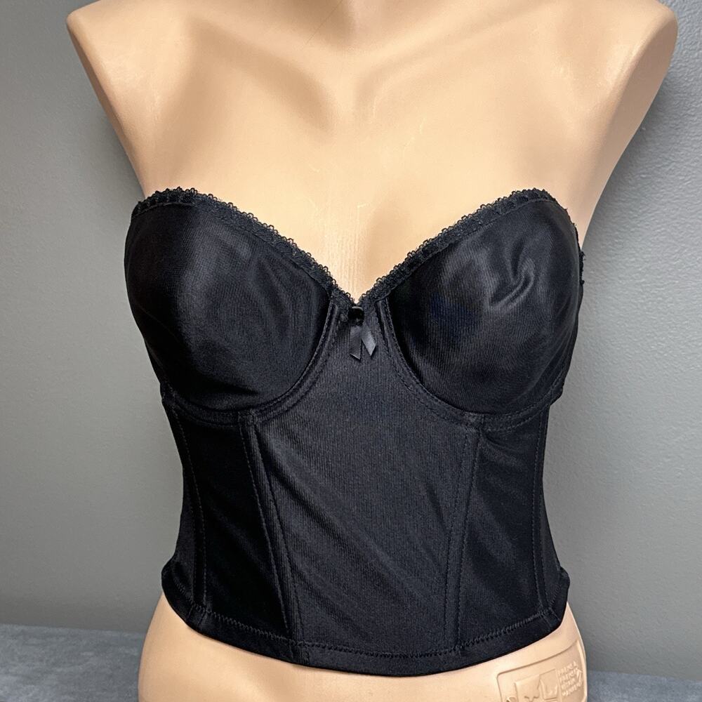 Strapless Bustier Bra Corset Black 38B Style 500 Boned Vtg Backless by Smoothie